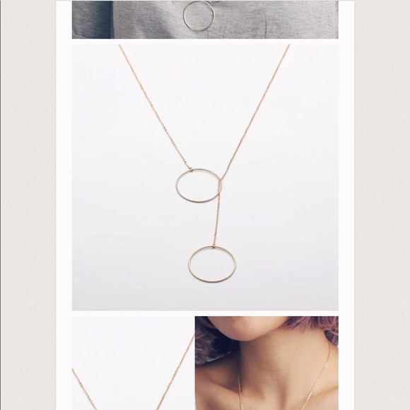 ONE LEFT!Gold infinity double circle necklace - Picture 4 of 4